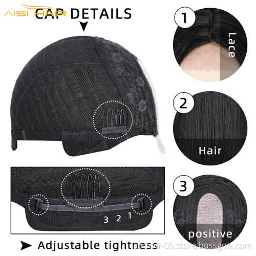 Aisi Blond Ombre Brown Black Hot Sale Cheap Hand Tied For Women Blend Wig High Quality Swiss Lace Front Synthetic Hair Wigs